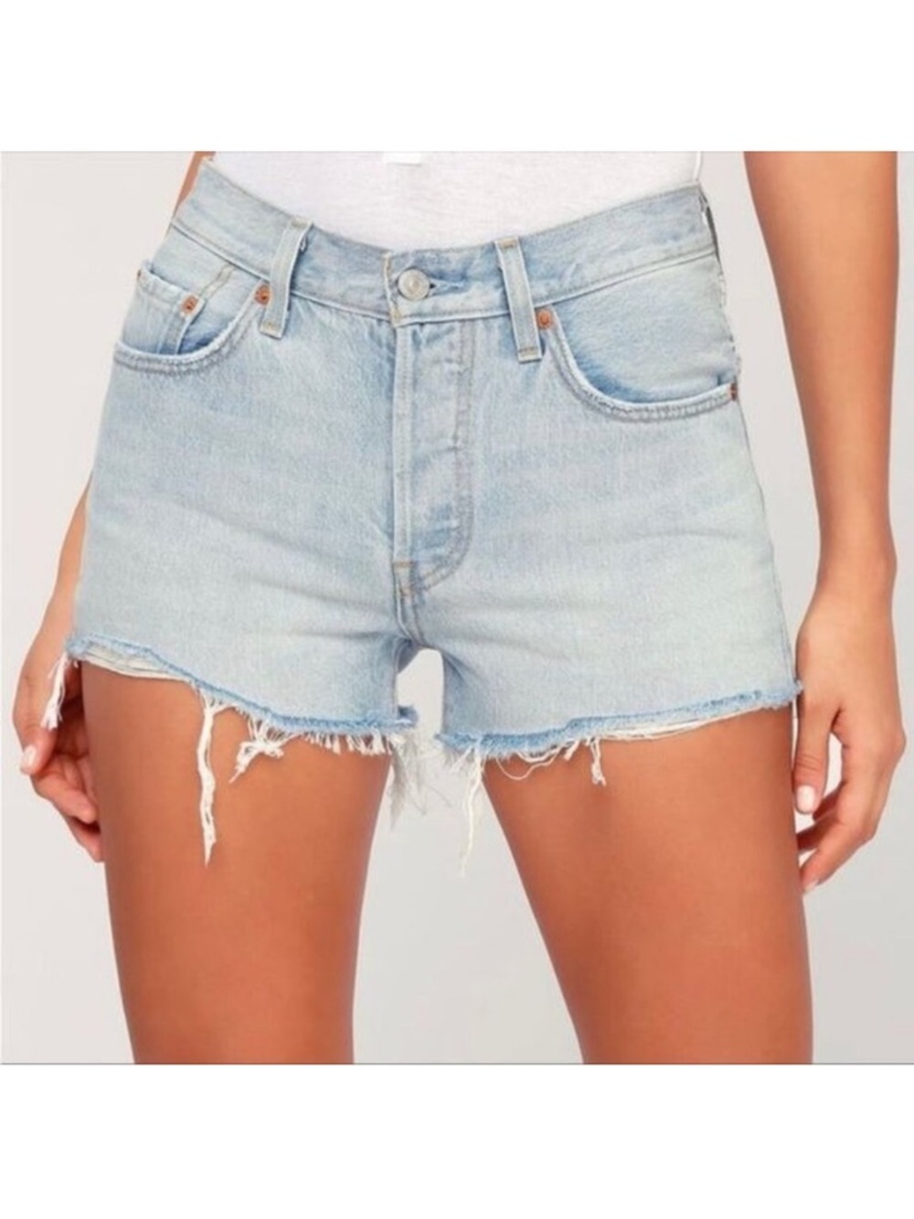 Levi's 501 High waisted raw hem faded distressed Shorts size 27